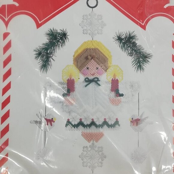 Canvas Carousel Plastic Kit Angel Mobile Christmas Snowflake Dove New Vtg 80s - Picture 3 of 10